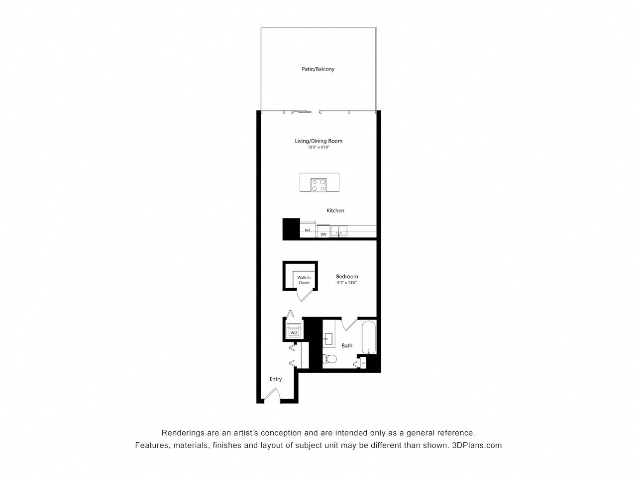 Convertible Style 1 Apartment Floor Plan